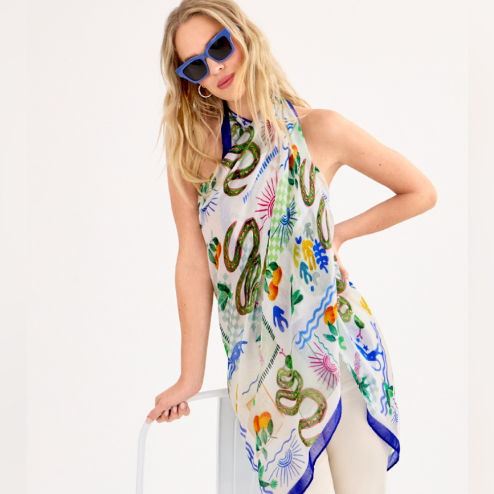NWOT!! CAbi Green and Blue Asymmetrical Swim Coverup